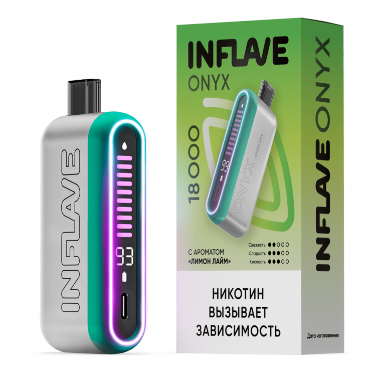 Одноразовая электронная сигарета Inflave Onyx (18000) - Лимон Лайм