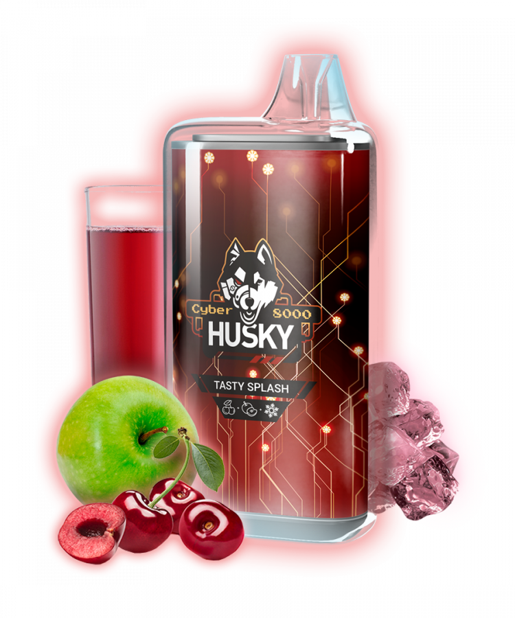 Одноразовая электронная сигарета Husky CYBER (8000) - TASTY SPLASH (Зеленое яблоко, Вишня)