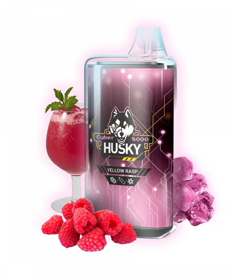 Одноразовая электронная сигарета Husky CYBER (8000) - YELLOW RASP (Малиновый лимонад, Лед)