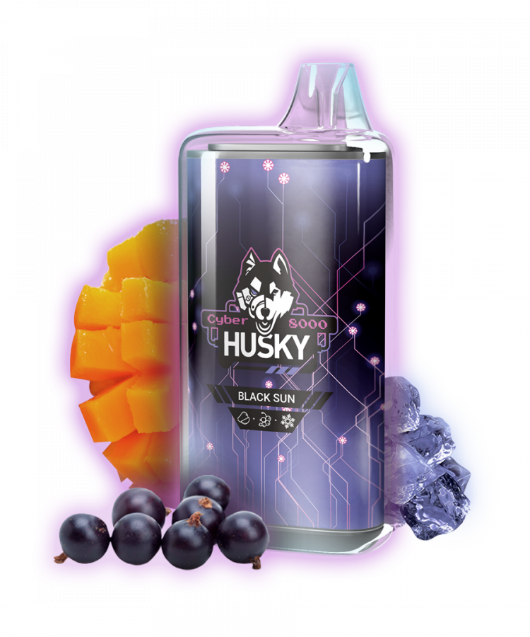 Одноразовая электронная сигарета Husky CYBER (8000) - BLACK SUN (Манго, Черная смородина, Лед)