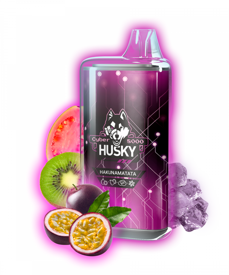 Одноразовая электронная сигарета Husky CYBER (8000) - HAKUNAMATATA (Маракуйа, Киви, Гуава, Лед)