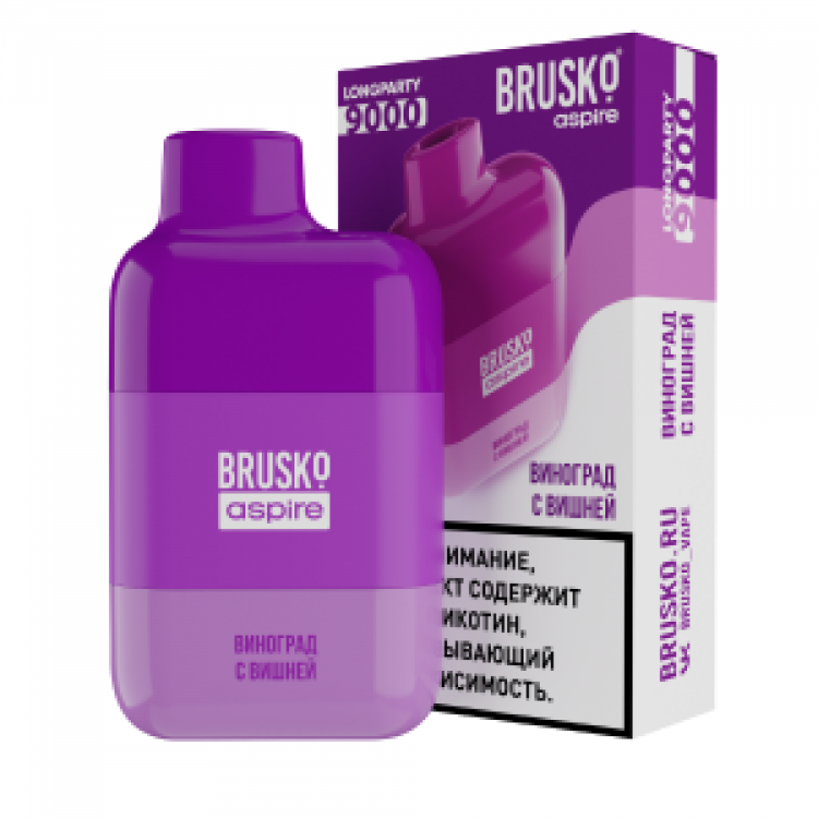 (М) Одноразовая электронная сигарета Brusko Longparty 9000 - Виноград с вишней